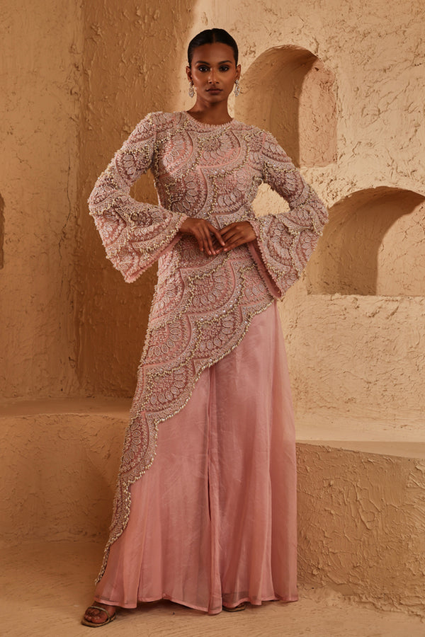 Net Alina Asymmetric Kurta Set