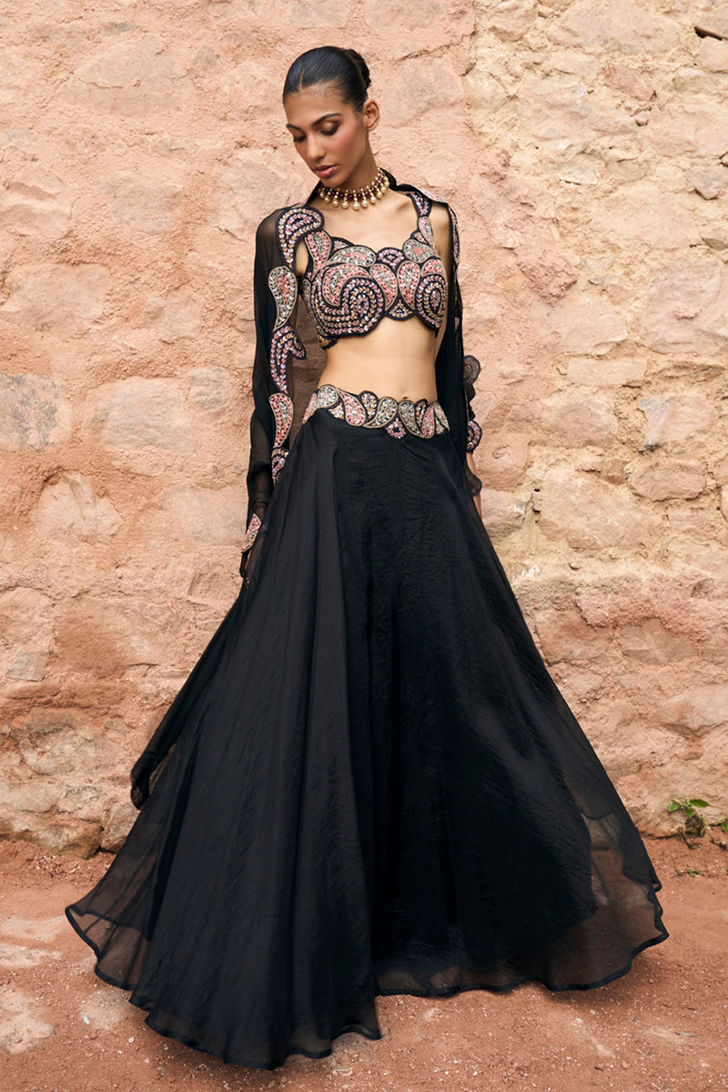 SIYAH LEHENGA SET