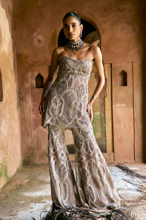 Mocha Sharara Set