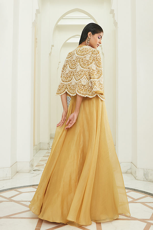 SUNRISE YELLOW PEARL EMBROIDERED SKIRT SET