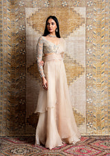 BEIGE TONAL EMBROIDERED SHARARA SET