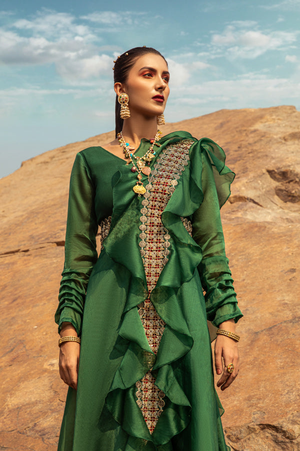 NOMADIC EMERALD GREEN EMBROIDERED JUMPSUIT