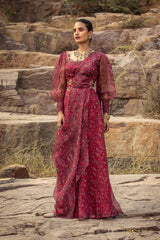 NOMADIC FUCHSIA PRINTED SHARARA SAREE